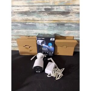 Night Owl Wi-Fi IP Camera 4K White Excellent WM-CAM-WNP8LBU Spotlight Siren